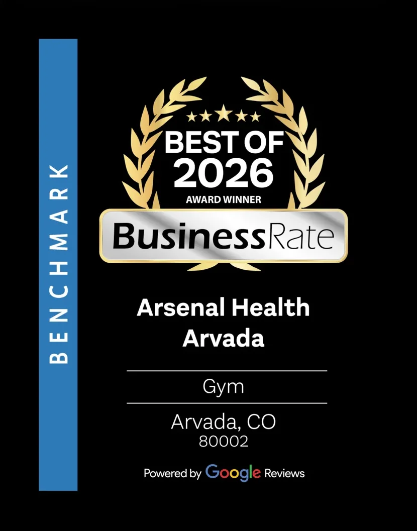 BusinessRate Best of 2026 award winner plaque for Arsenal Health Arvada Gym in Arvada, Colorado