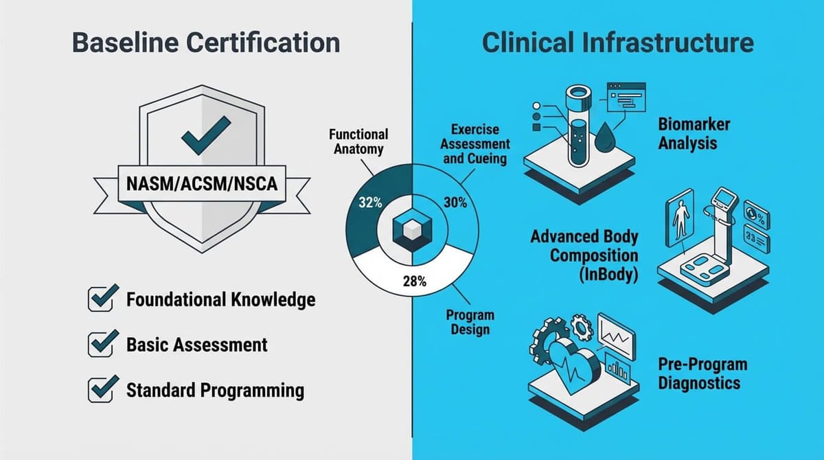 Baseline certification compared with clinical infrastructure for personal training
